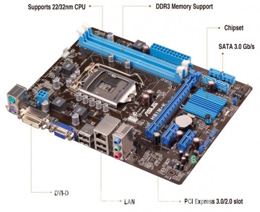 Asus H61M-K DDR3 3rd Gen.LGA1155 Socket Mainboard (VGA)